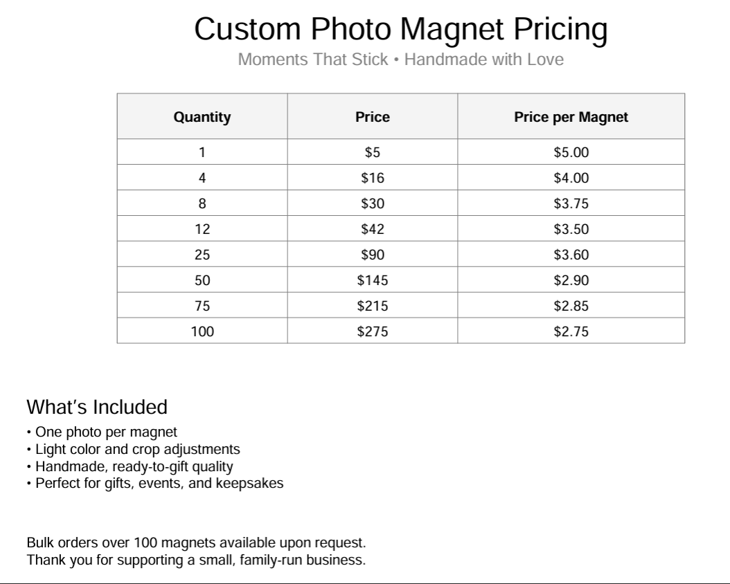Custom Photo Magnets (2” × 3”) — Turn Your Favorite Moments Into Everyday Keepsakes